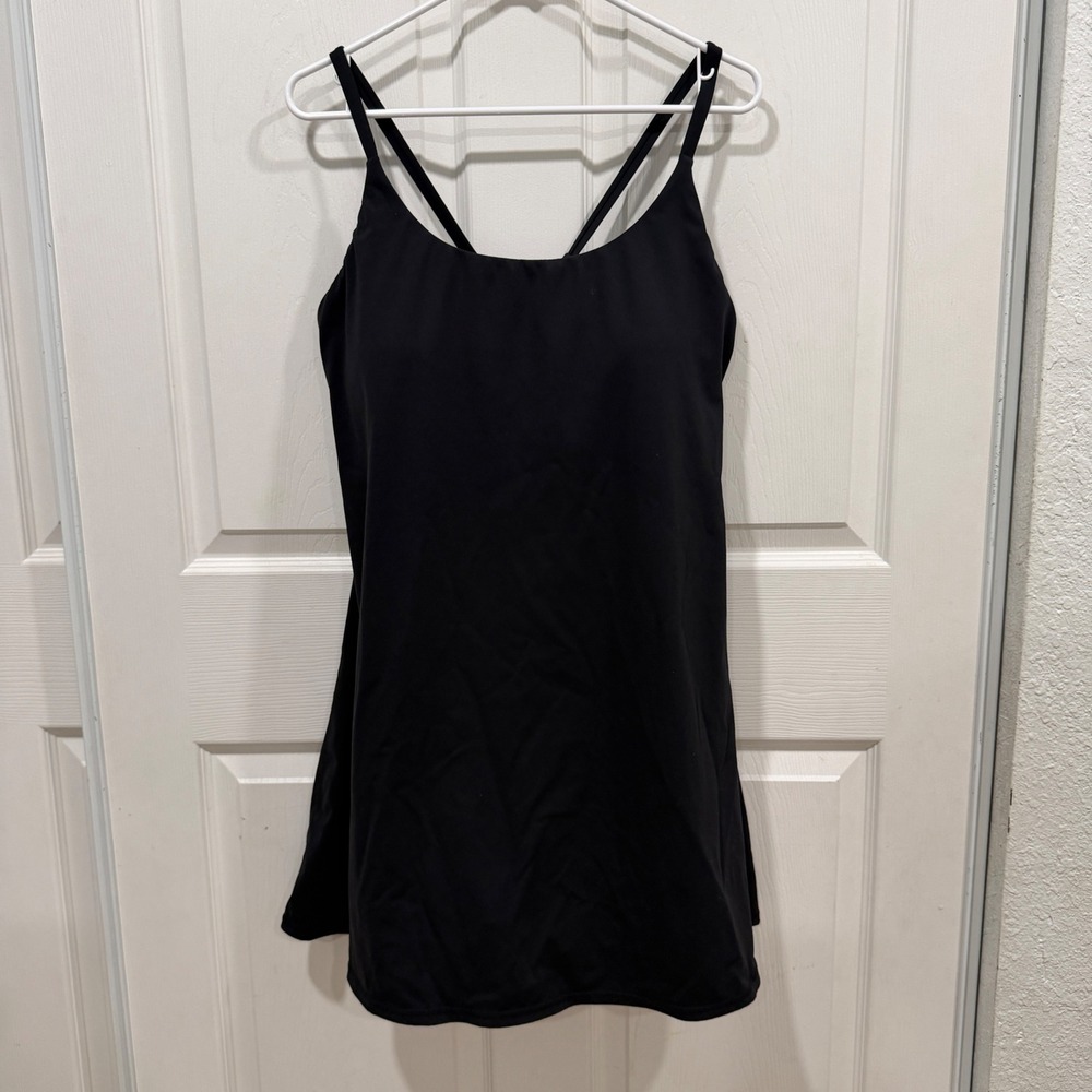 Halara Black Active Dress 2X Crisscross Back Built-in Shorts Pockets LQPBW
